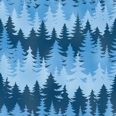 Fototapeta premium Seamless pattern, coniferous forest, vector design