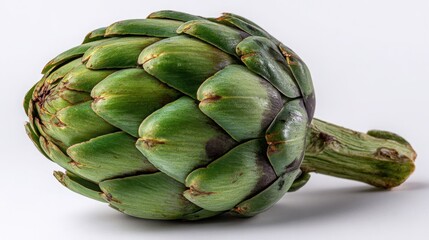 Obraz premium Fresh and Natural Green Artichoke Isolated on White Background Perfect for Healthy Eating, Cooking, or Organic Food Concept Images