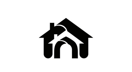 Abstract House Logo Design with Overlapping Structures.
