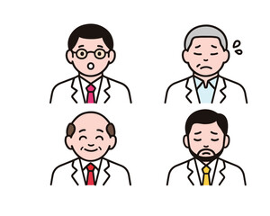Simple Illustration of a Troubled Middle-Aged or Senior Man in a Lab Coat