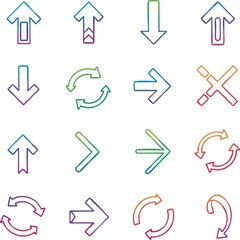 Collection of Various Arrow Icons with Gradient Colors.