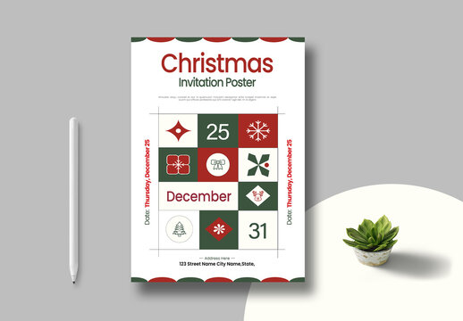 Christmas Invitation Poster Template Layout