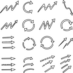 Collection of HandDrawn Arrows Directional and Circular Designs.