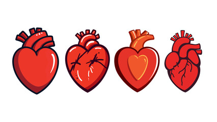 Illustrative hearts show stages of healing, making it perfect for health campaigns, medical illustrations, or emotional wellbeing content, visually striking and unique