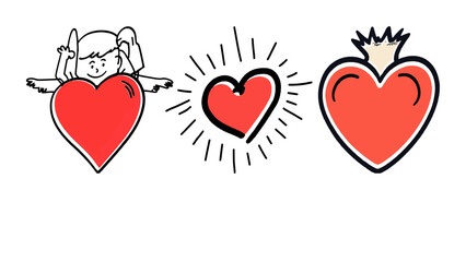 Express Your Affection with these Hand Drawn Hearts, Perfect for Valentine's Day Designs, Wedding Invitations, and Romantic Projects or Celebrations