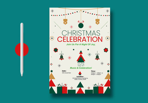 Modern Christmas Celebration Poster Template