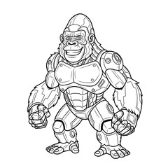 Robotic Gorilla Cyborg Creature Standing Strong.
