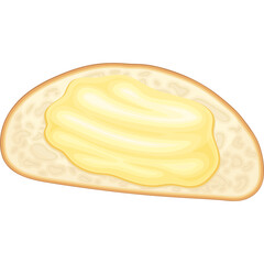 Slice of bread with yellow spread on a transparent background simple food illustration