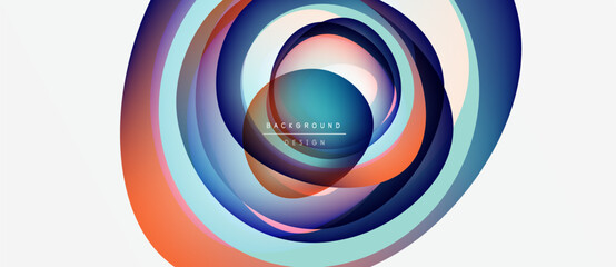 Fototapeta premium Abstract concentric circles, vibrant colors blend. Modern design element, suitable background texture. Smooth gradients create dynamic visual impact.