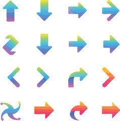 Colorful Arrow Icons A Diverse Set of Directional Symbols.