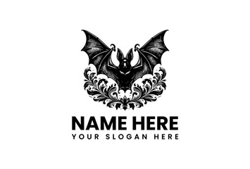 Fototapeta premium Ornate Bat with Floral Accents Intricate Wing Detail Gothic Design.