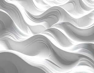 Obraz premium Minimal white wavy 3D geometric background pattern