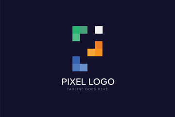 Fototapeta premium Abstract Letter P logo for colorful pixel design
