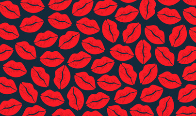 seamless pattern with red kiss