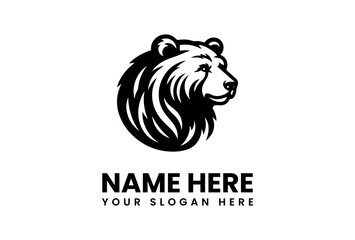 Stylized Black Bear Head Profile with Distinct Fur Texture and Rounded Ears.