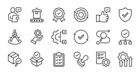 Quality control line icons set vector illustration. editable stroke © Icon For You