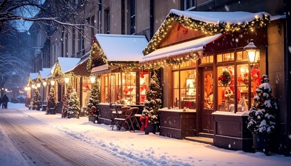 House in the winter, decorated for christmas