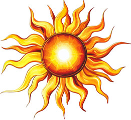 illustration sun orange flames