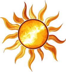 illustration sun orange flames