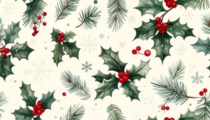 christmas seamless pattern with holly
