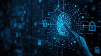 Advanced biometric security with fingerprint scan unlocking system and digital padlock providing cutting edge data protection and system access control