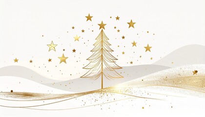 christmas card with golden stars on white background