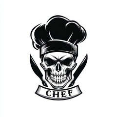 Fototapeta premium Chef Skull. Logo Design Featuring a Chef Hat with Skull Icon