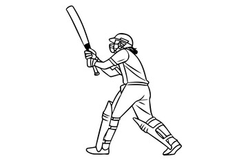 cricket batsman silhouette playing a short