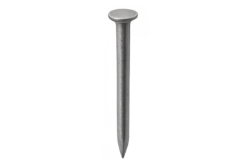 Metal construction nail for carpentry and building framing, fastening and connecting materials, transparent background