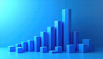 Abstract Blue Bar Chart Representing Financial Growth and Data Analysis.