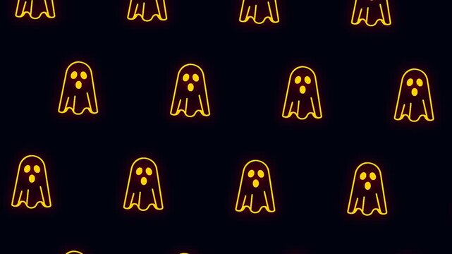 Animated design of ghosts made with neon-like yellow lines