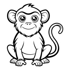 Monkey line art vector on white background