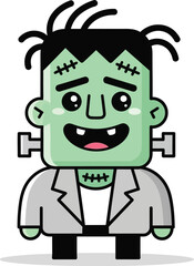 Vector art of cute cartoon frankenstein monster