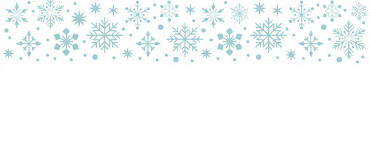 Winter snowflakes border design, light blue snowflakes, festive season design on transparent background