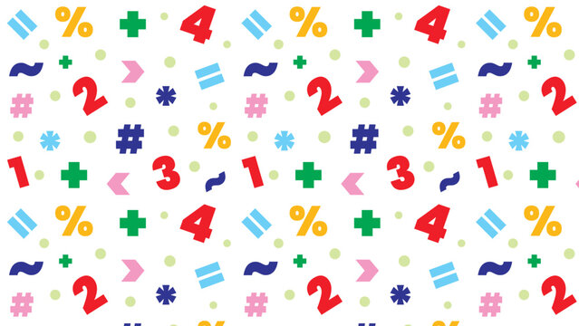 Abstract colourful geometric pattern with circles, triangles, dots, and numbers. modern seamless background for education, digital design, math, and creative projects. geometric pattern