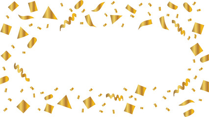 Celebration confetti frame background. festive decorative border with shiny ribbons and scattered shapes, perfect for party invitation, greeting card, or event design template