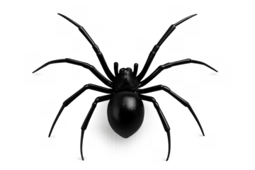 Black spider arachnid creature on transparent background
