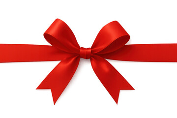 Fototapeta premium Red satin ribbon and bow symbolizing a gift, present wrapping, and festive decoration, isolated on a transparent background