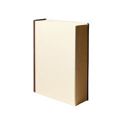 Closed hardcover book with blank pages isolated on transparent