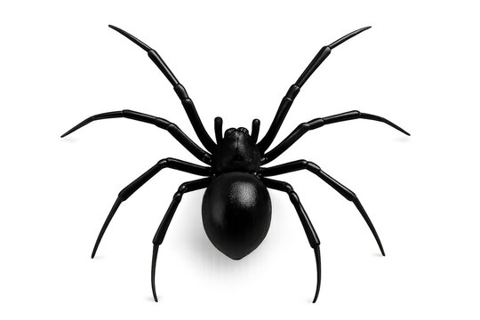 Black spider arachnid creature on transparent background