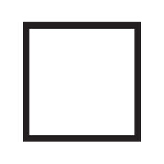 A simple black square frame on a plain white background is shown