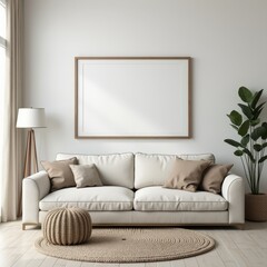 modern living white room with sofa