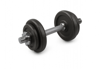 Black Dumbbell Isolated on Transparent Background — Gym Workout Equipment