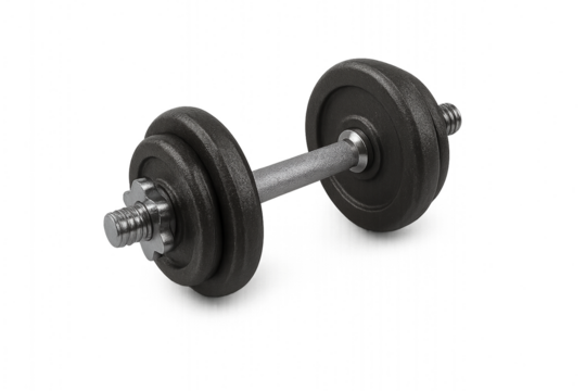 Black Dumbbell Isolated on Transparent Background — Gym Workout Equipment