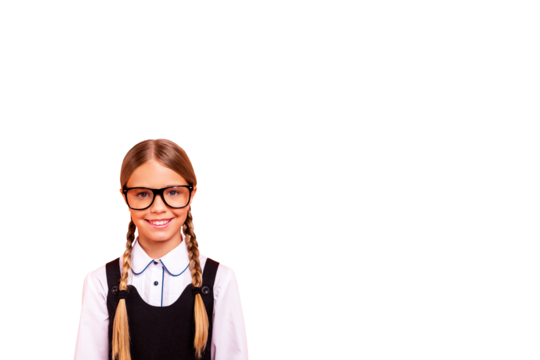 Composite trend artwork sketch image collage of vibrant color silhouette school age student little girl portrait uniform hairdo eyewear - Powered by Adobe