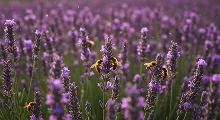 Lavender field with bees