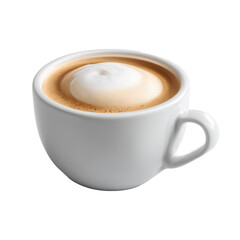 Fototapeta premium A warm cappuccino with creamy foam in a white mug, isolated on transparent background