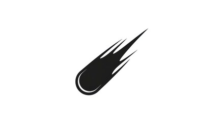 Stylized Black Comet Icon on White Background.
