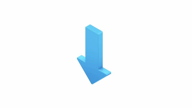 Blue Arrow Pointing Downward on White Background Simple Design.