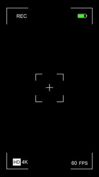 Camera phone recording screen overlay animation vertical with alpha channel. 4K Video Overlay